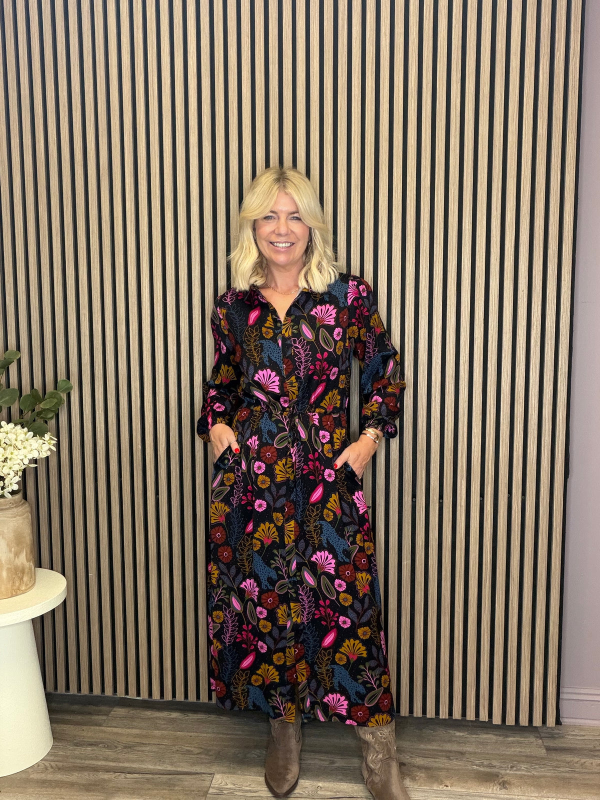 Dottie Maxi Shirt Dress (Black)