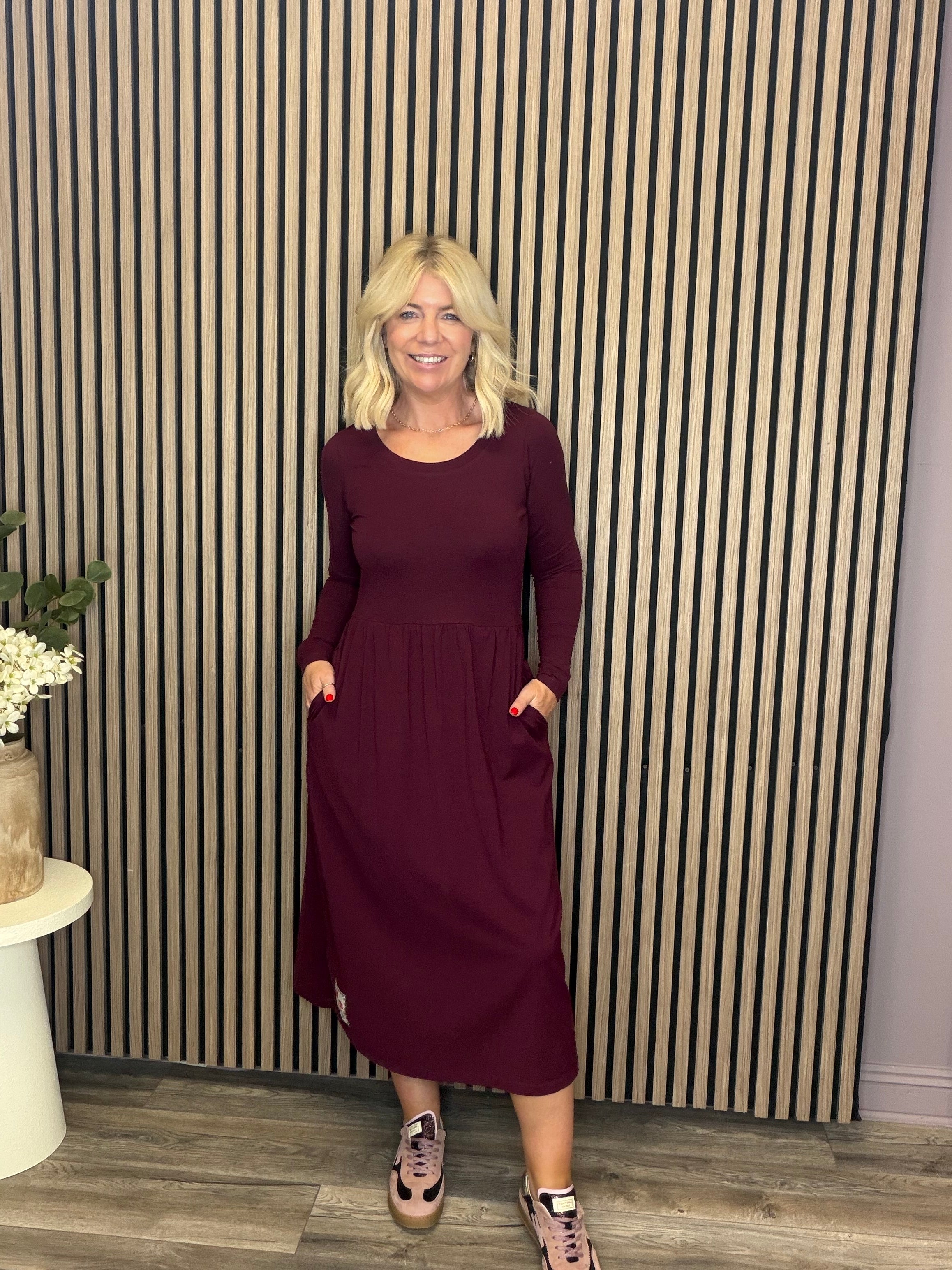 Abella Midi Dress (Wine)