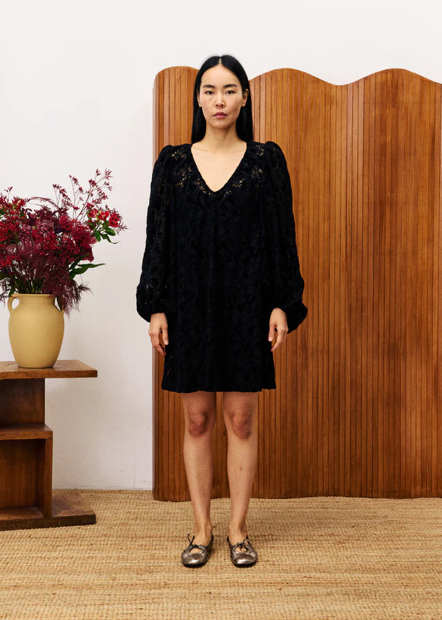 Pachira Lace Mini Dress (Black)