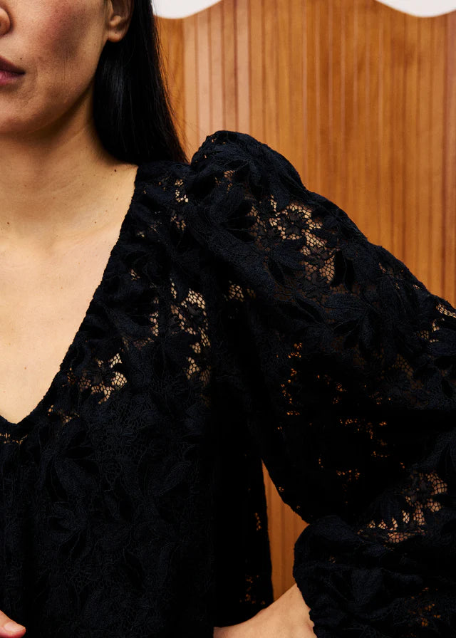 Pachira Lace Mini Dress (Black)