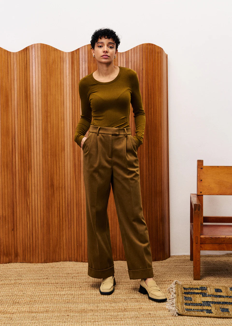 Phantom Wide Leg Pants (Ocher)