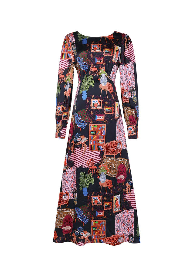 Cattleya Maxi Dress (Navy/Multi)