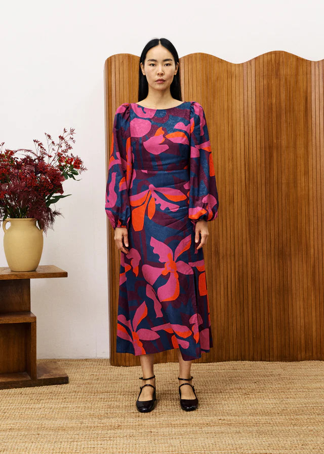 Stendhal Midi Dress (Geo Flowers)