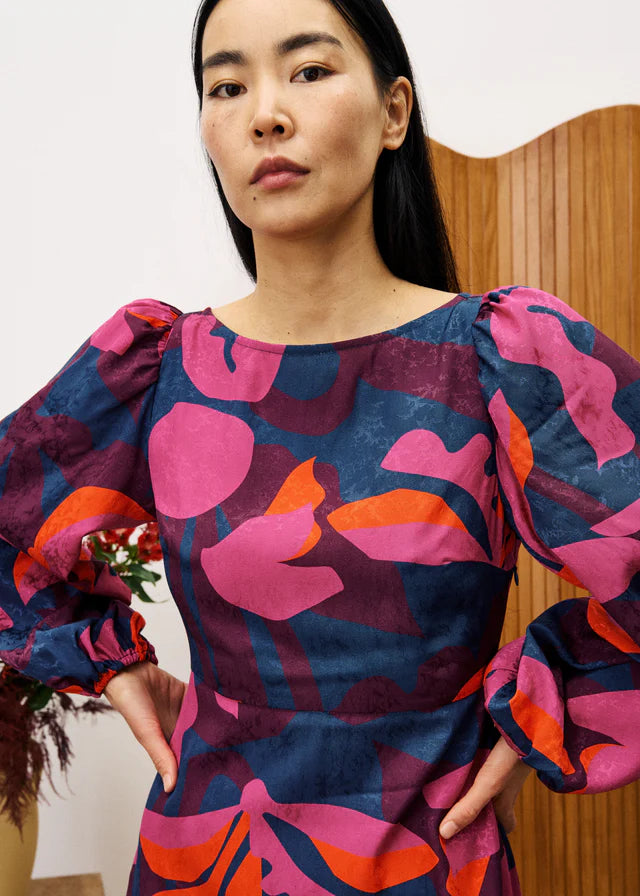 Stendhal Midi Dress (Geo Flowers)