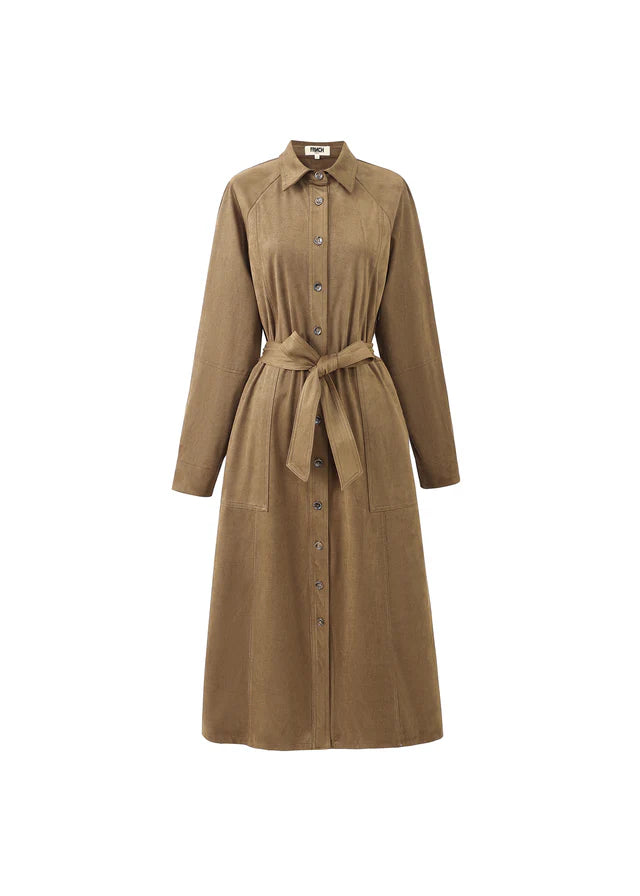 Barbet Suedette Shirt Dress (Brown)