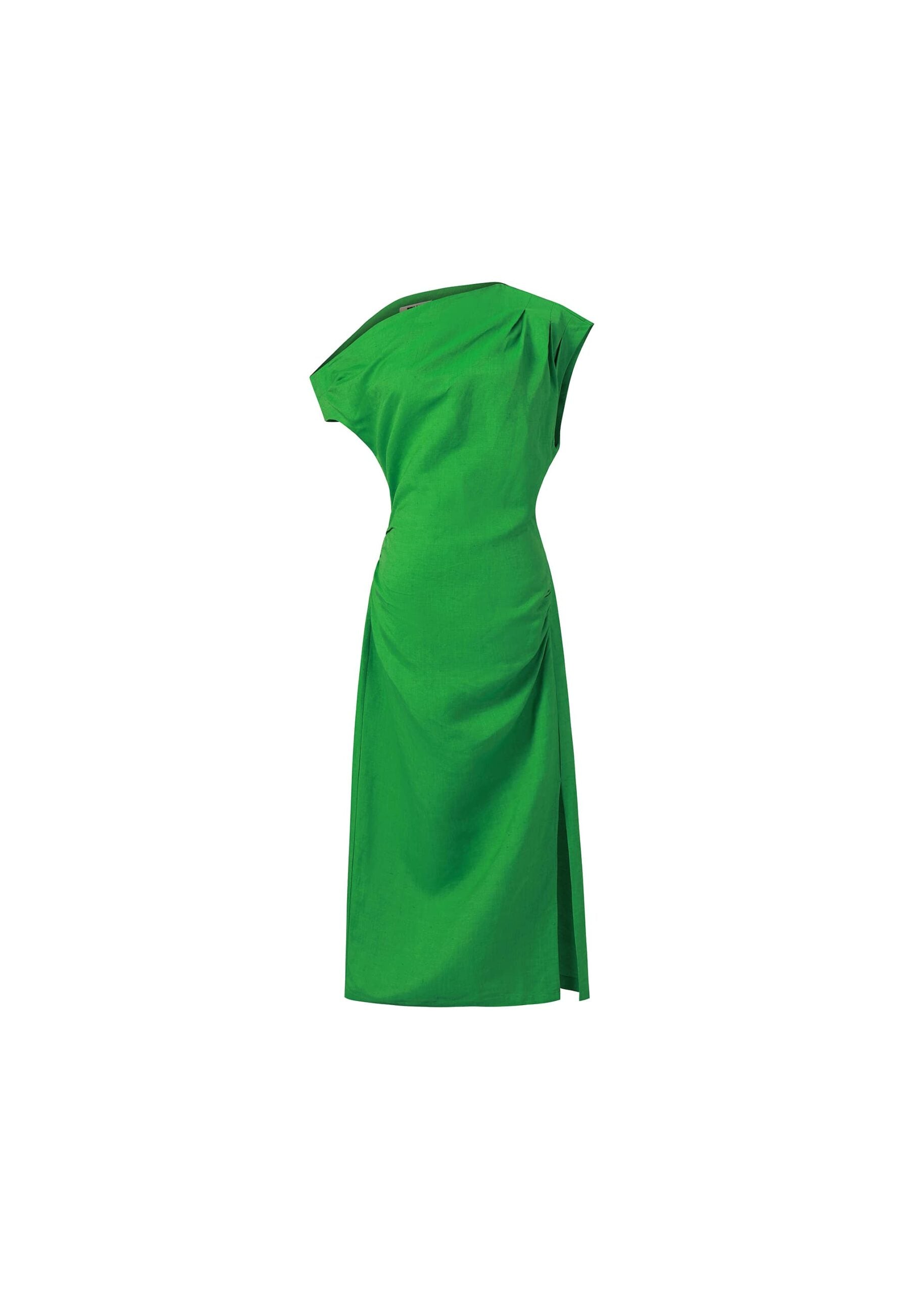 Morere Asymmetrical Midi Dress (Green)