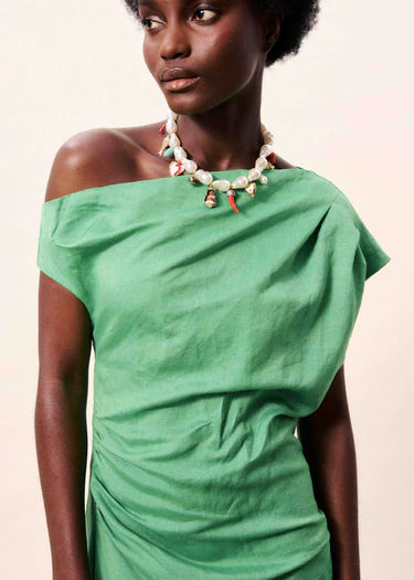 Morere Asymmetrical Midi Dress (Green)