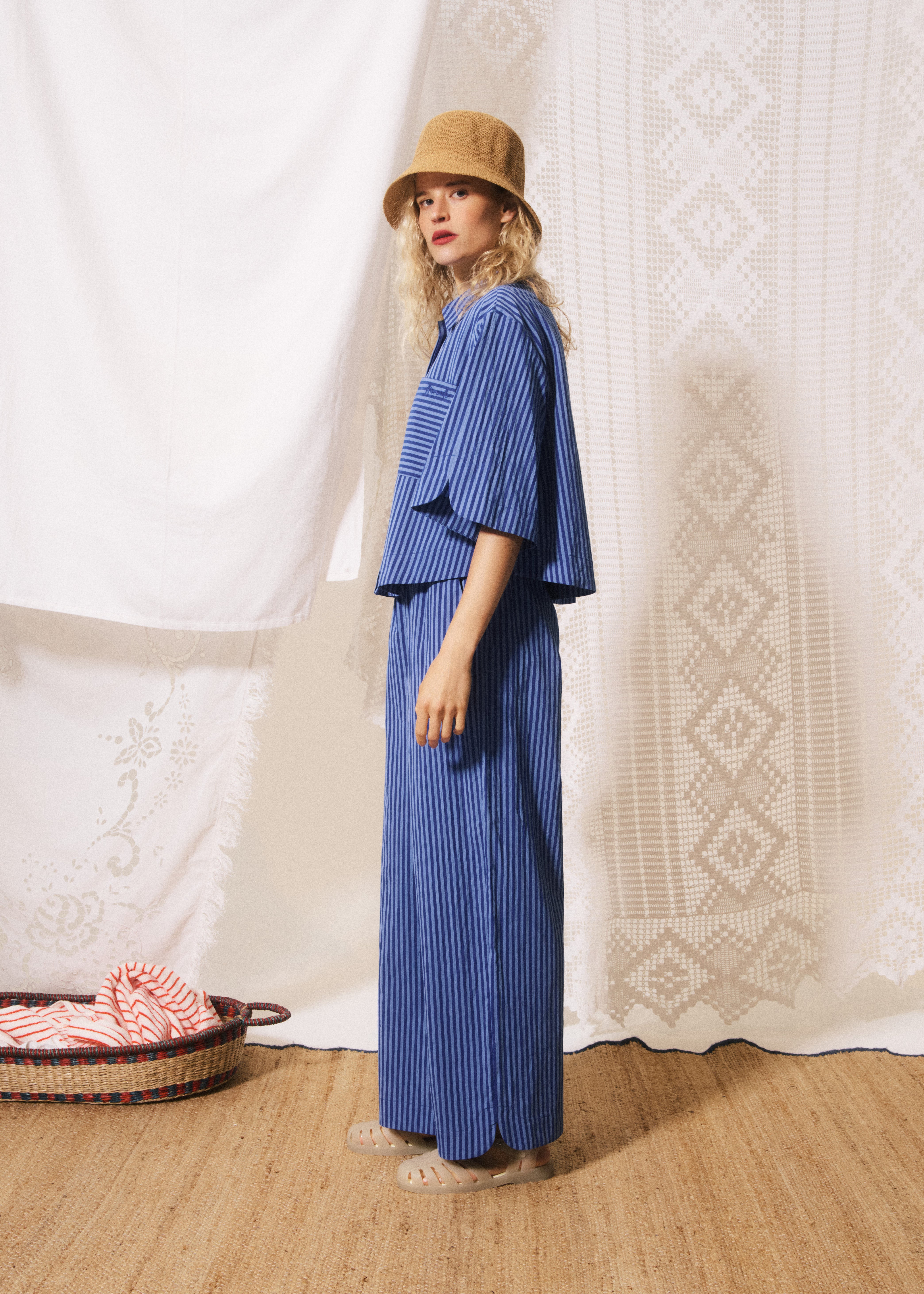 Annunziata Wide Leg Pants (Electric Blue)