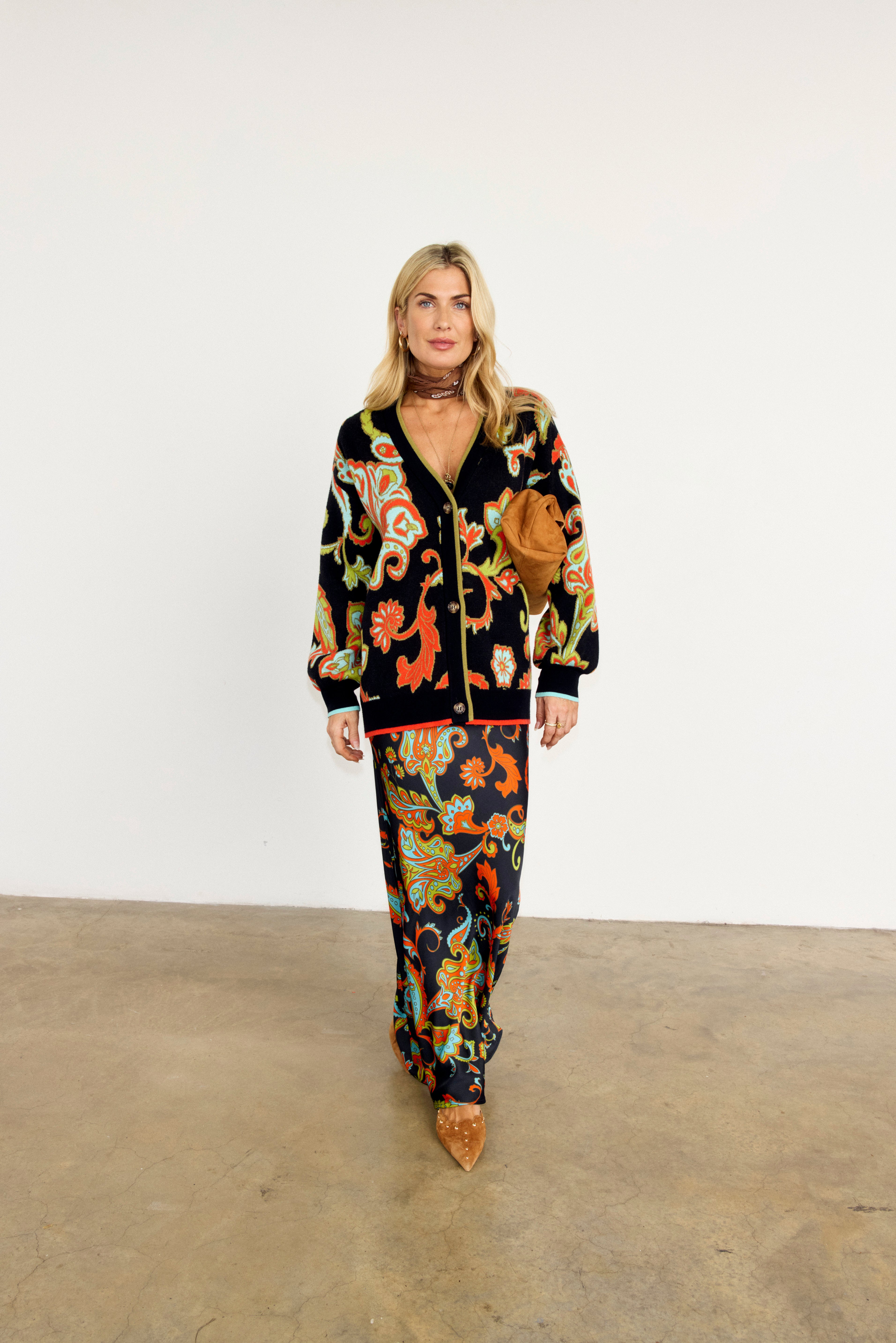 Martha Paisley Cardigan (Black)