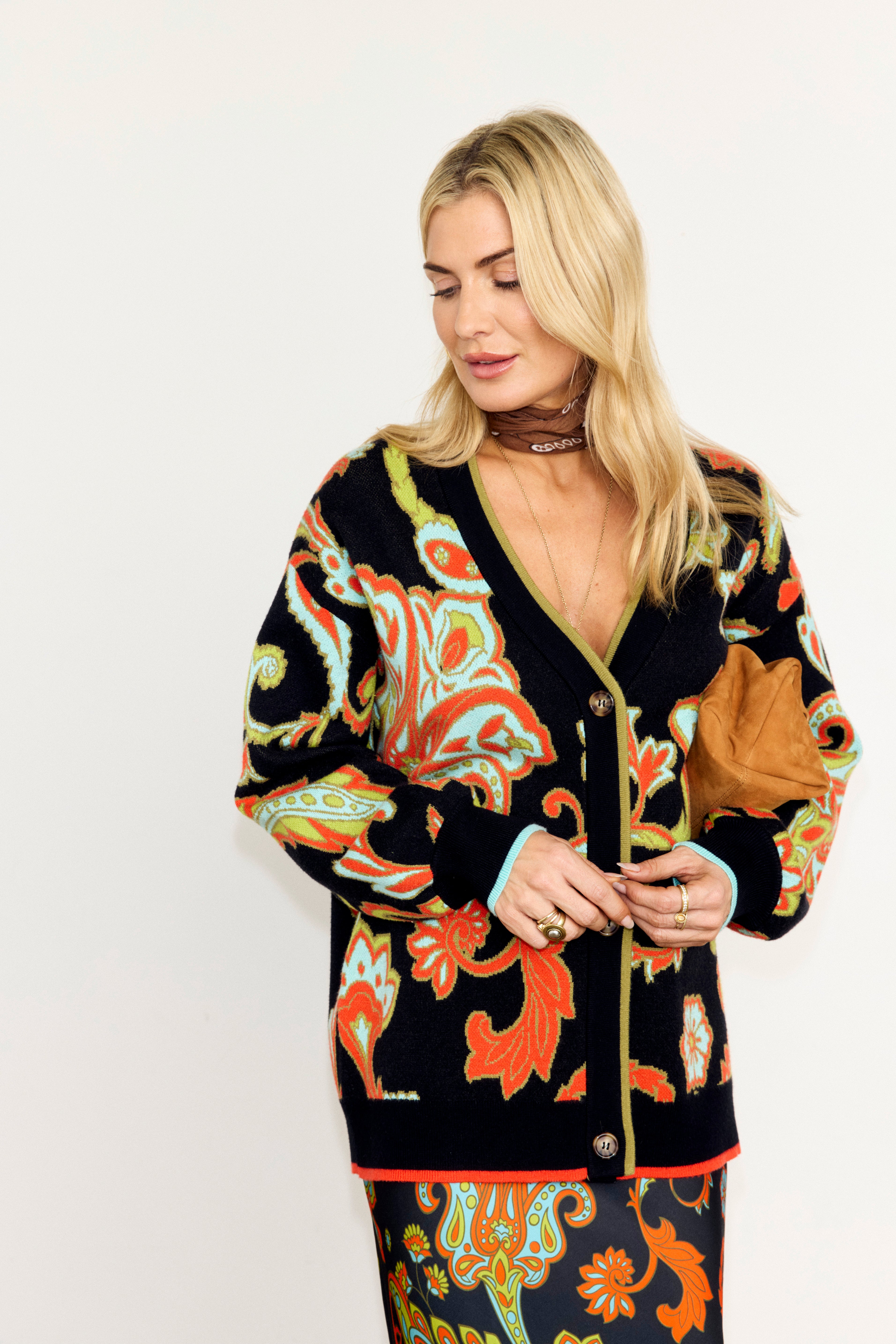 Martha Paisley Cardigan (Black)