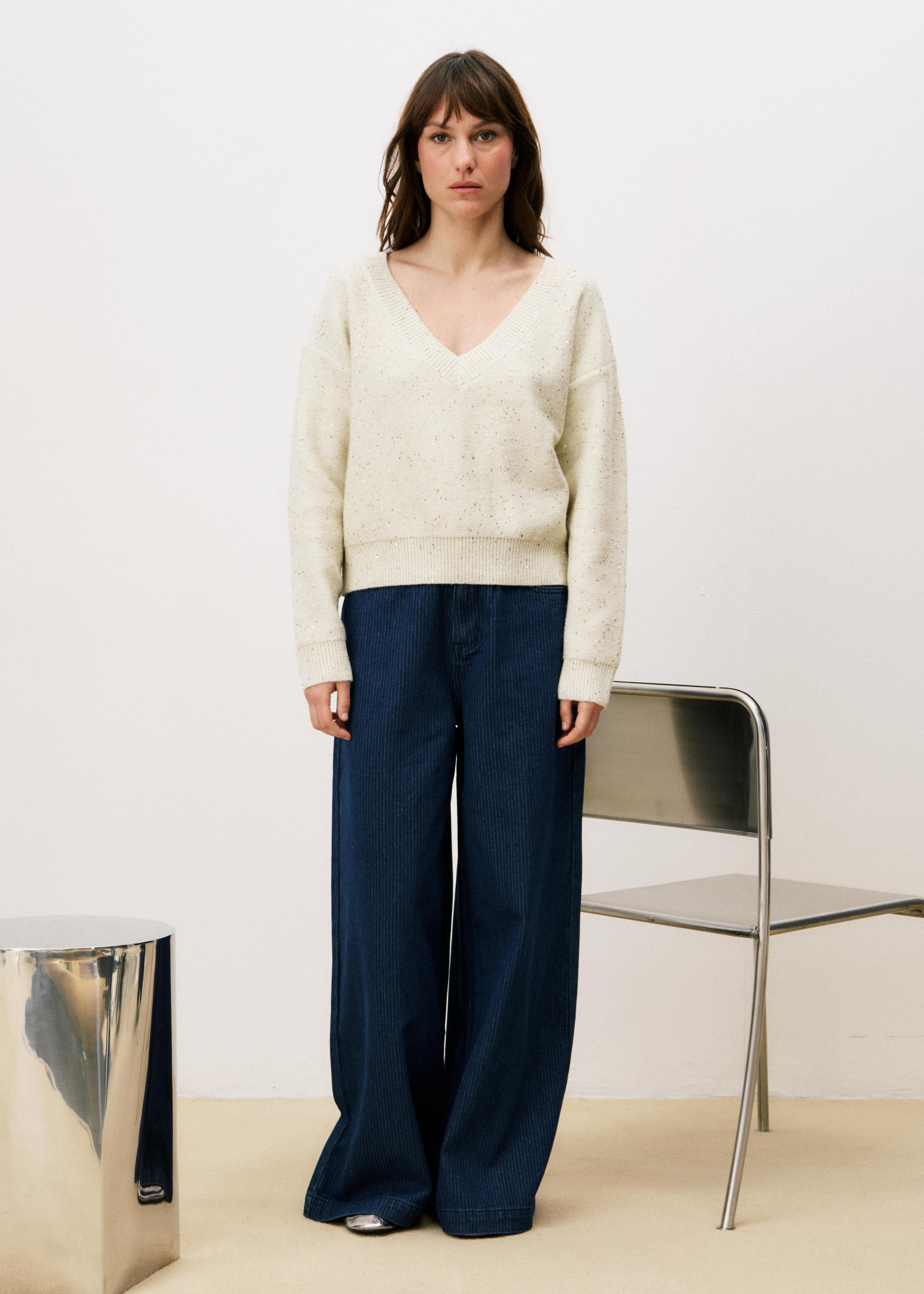 Ornella V-Neck Jumper (Cream)