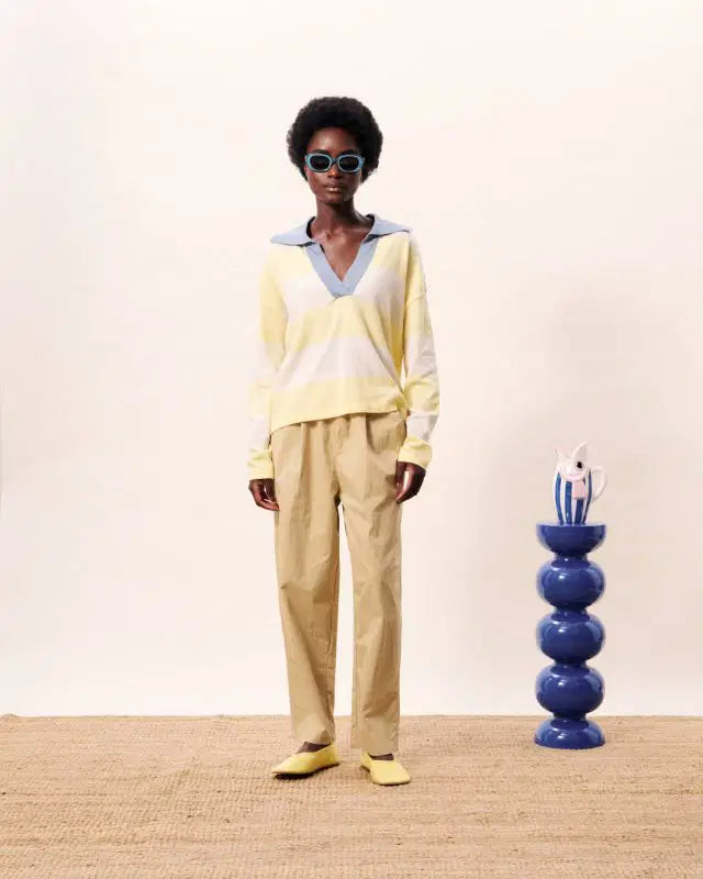 Hyralis Stripe Polo Knit (Lemon/Cream)