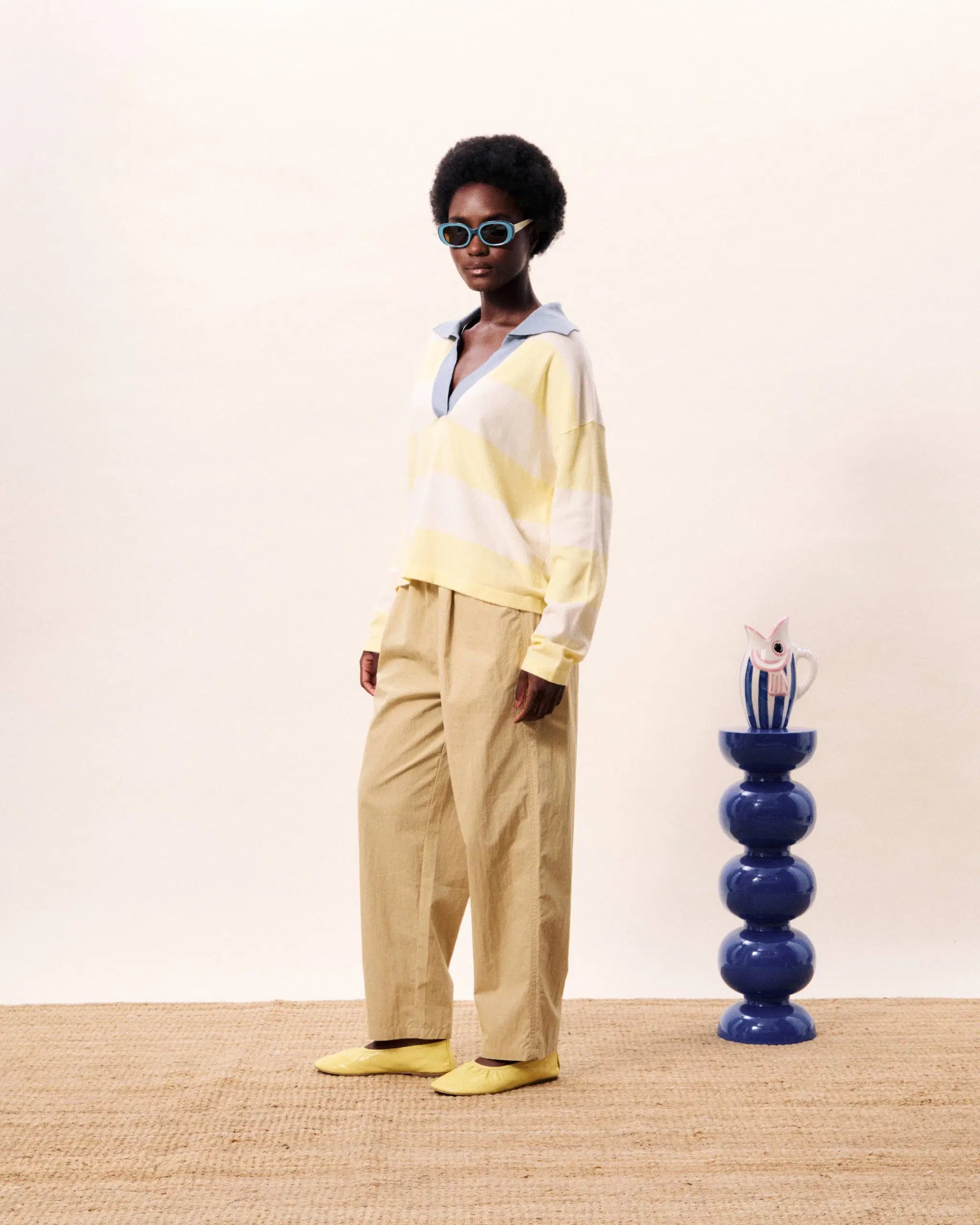 Hyralis Stripe Polo Knit (Lemon/Cream)