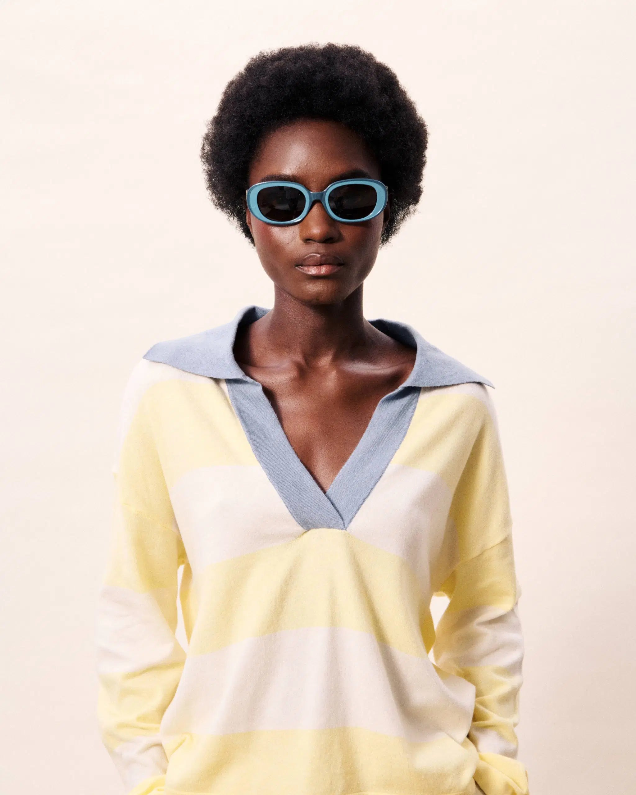 Hyralis Stripe Polo Knit (Lemon/Cream)