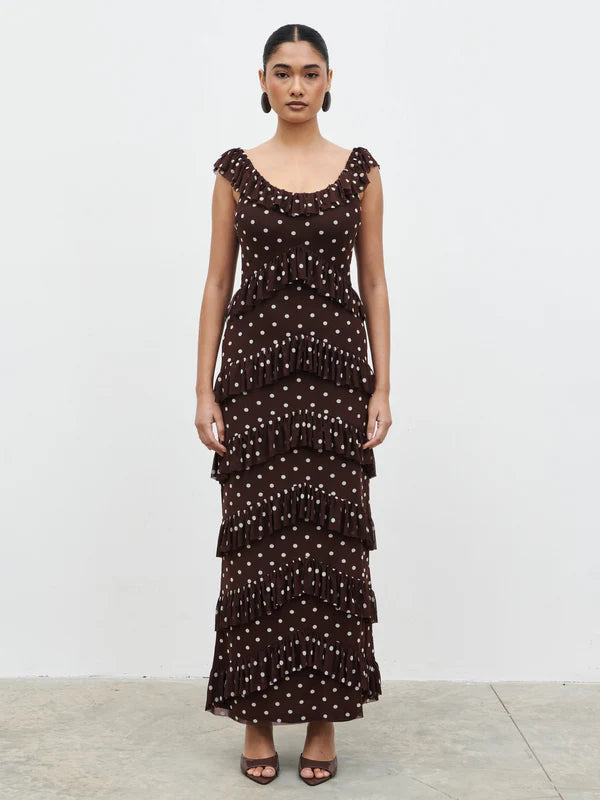 Cecile Maxi Dress (Brown/Cream)
