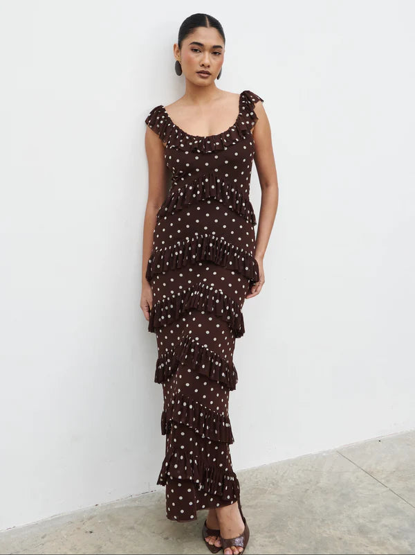 Cecile Maxi Dress (Brown/Cream)