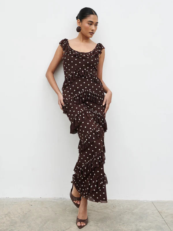 Cecile Maxi Dress (Brown/Cream)