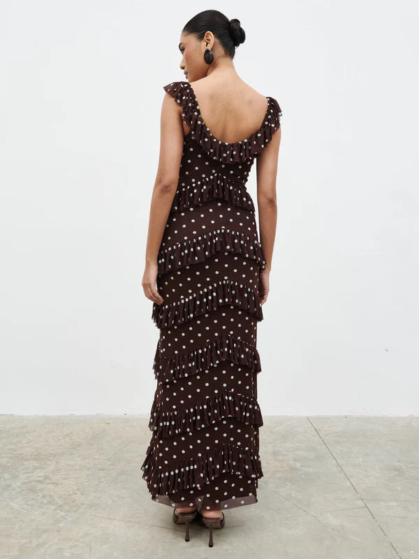 Cecile Maxi Dress (Brown/Cream)