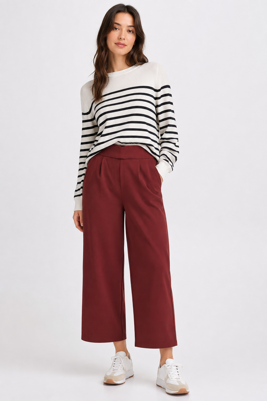 Kate Cropped Wide Leg Pants (Madder Brown)