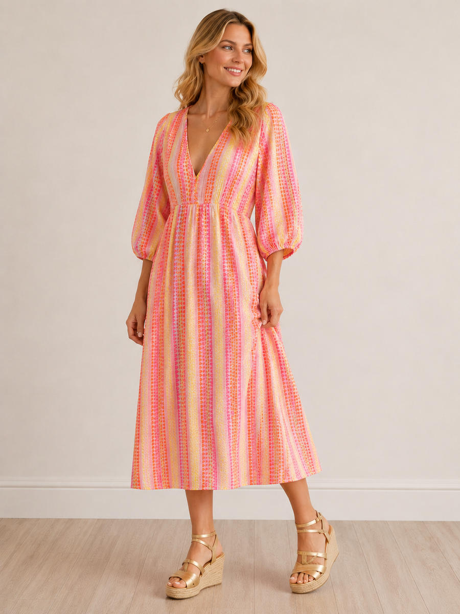 knee length dresses for ladies Sherri Midi Dress (Pink) | Love Cherish