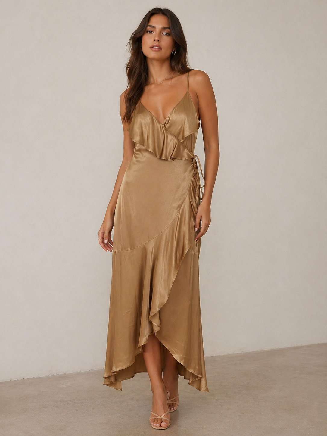 Willa Sleeveless Wrap Midi Dress (Kelp)