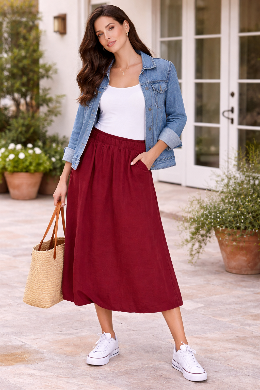 Eimear Midi Balloon Skirt (Cabernet)