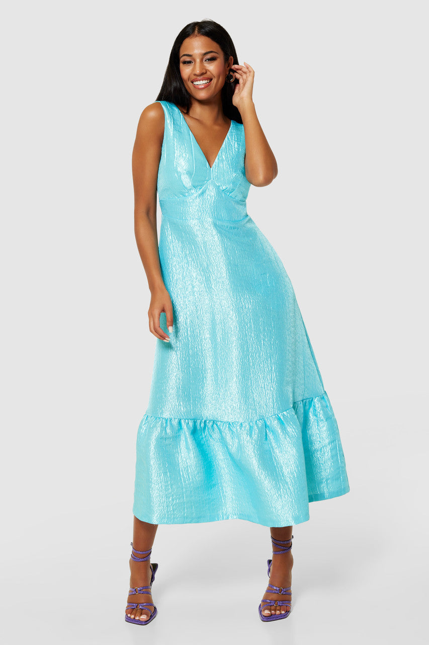 Bonnie A-Line Crinkle Dress (Blue)