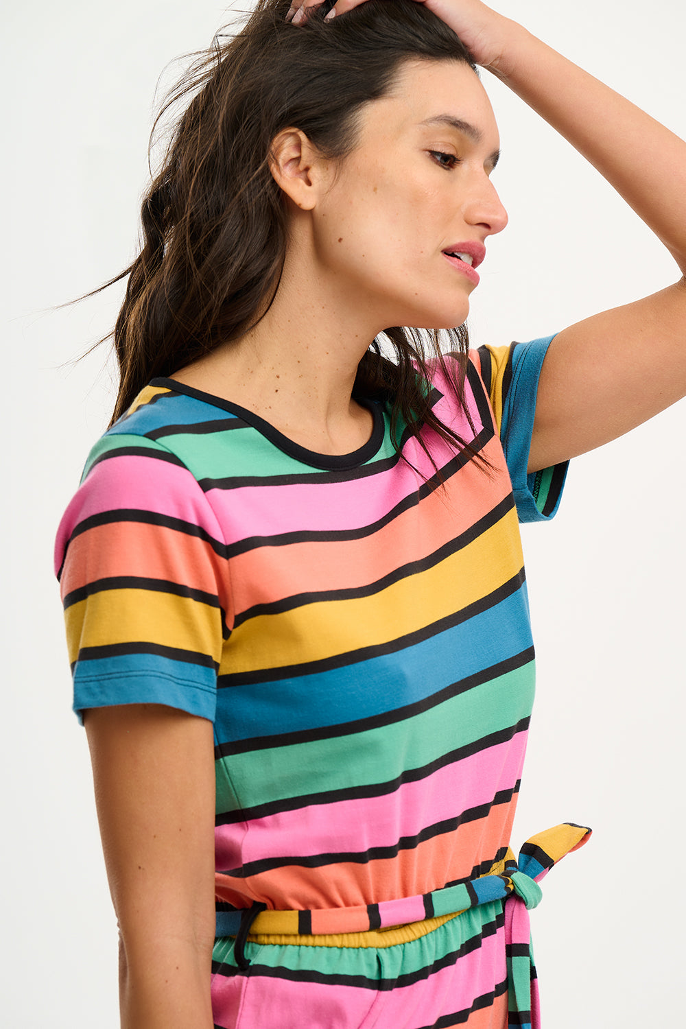 Flissy Jersey Midi Dress (Multi Beach Hut Stripes)