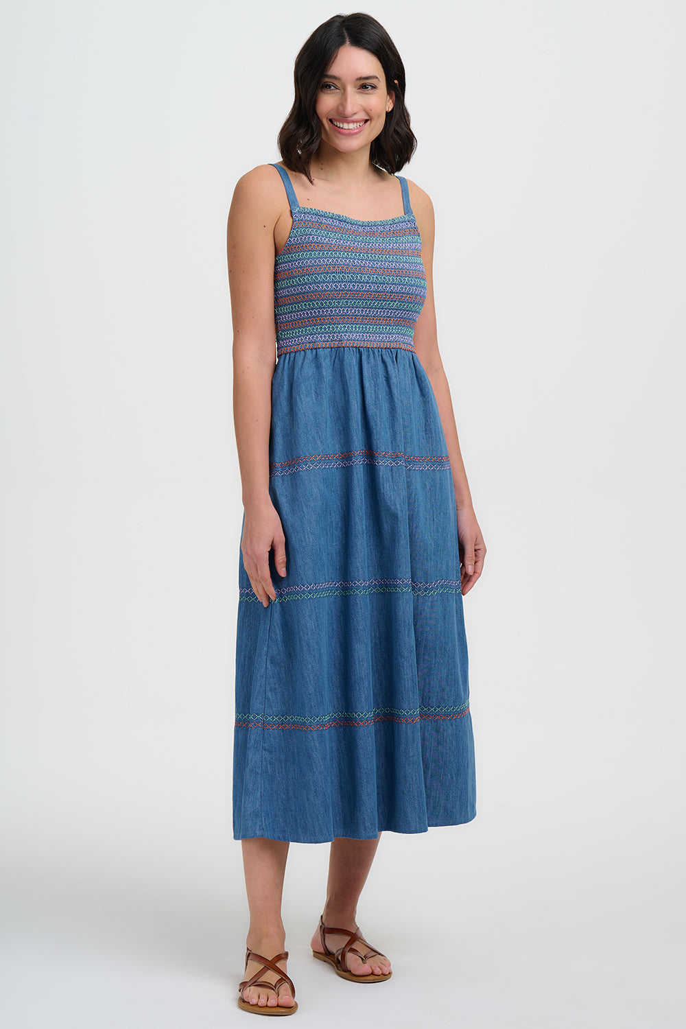 Murren Midi Dress (Washed Blue Denim)