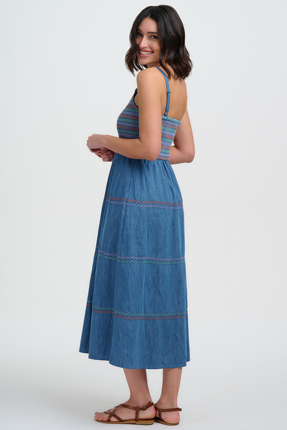 Murren Midi Dress (Washed Blue Denim)