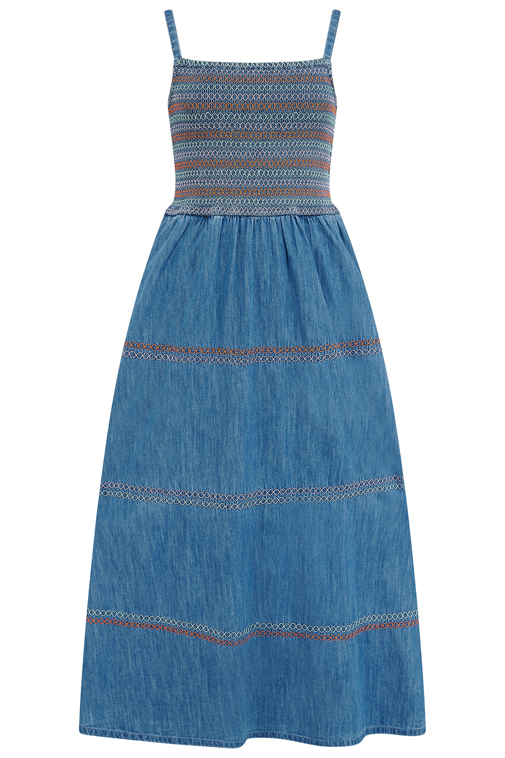 Murren Midi Dress (Washed Blue Denim)
