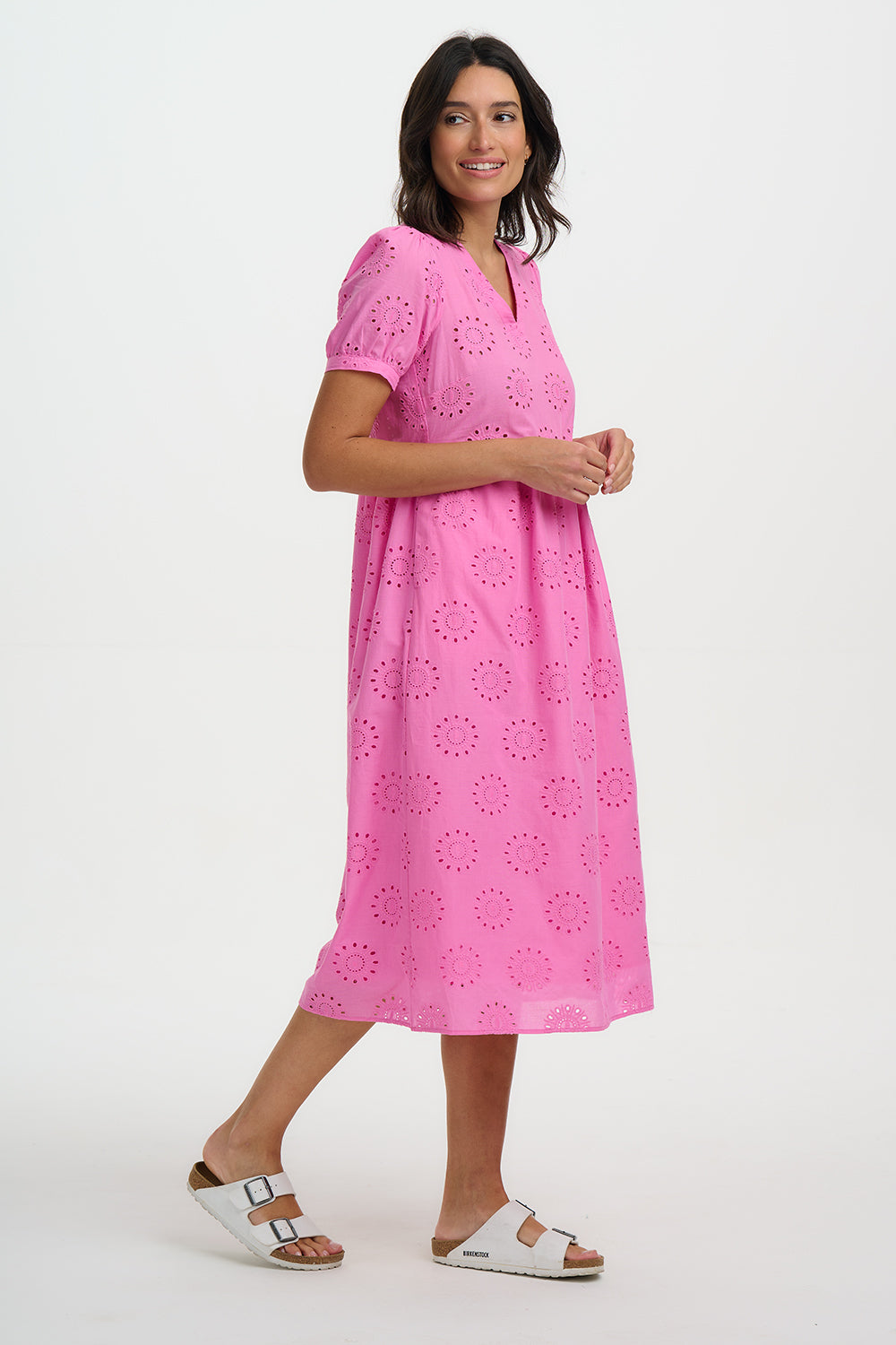 Kim Midi Smock Dress (Pink)