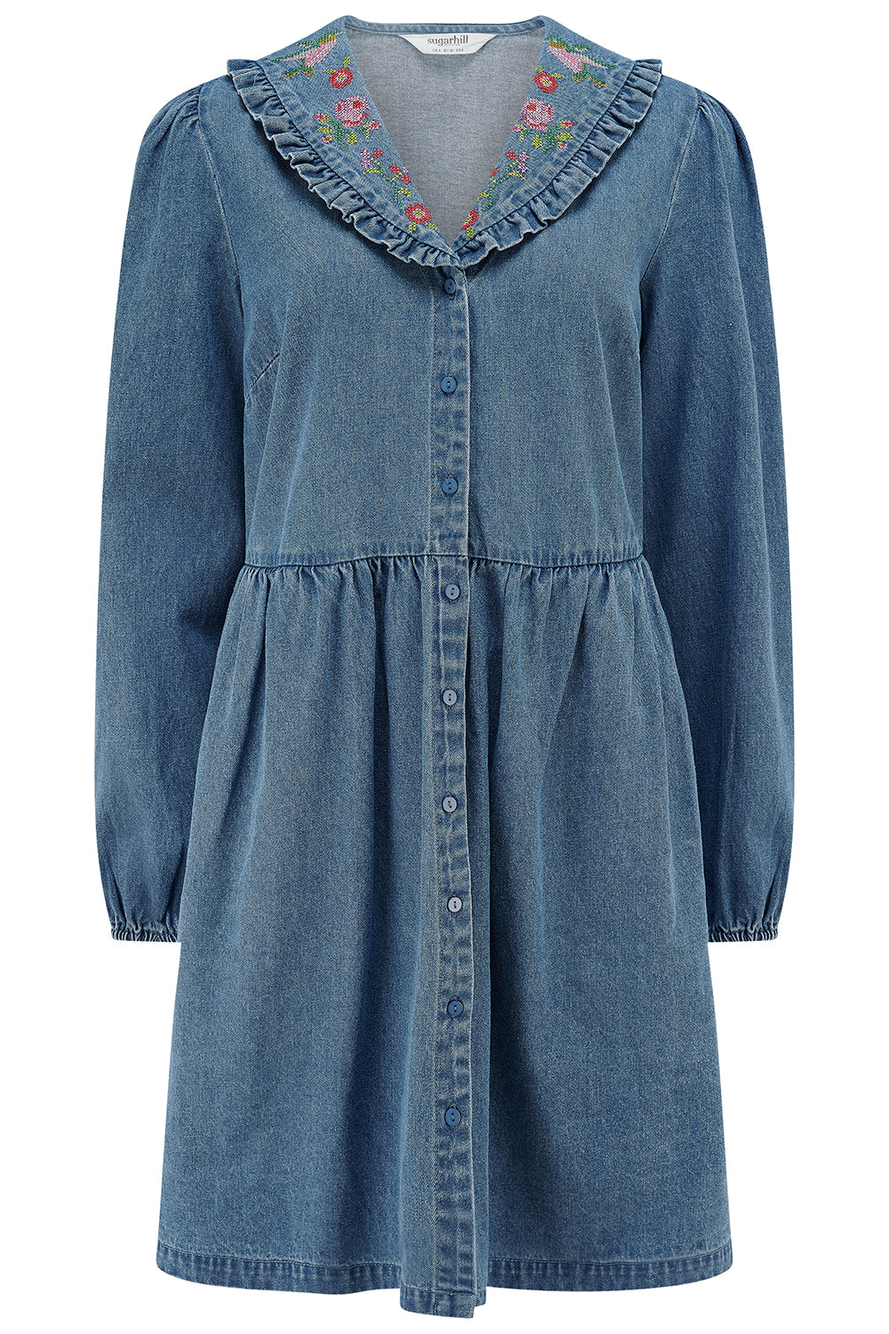 Dhalia Mini Smock Dress (Mid Blue)