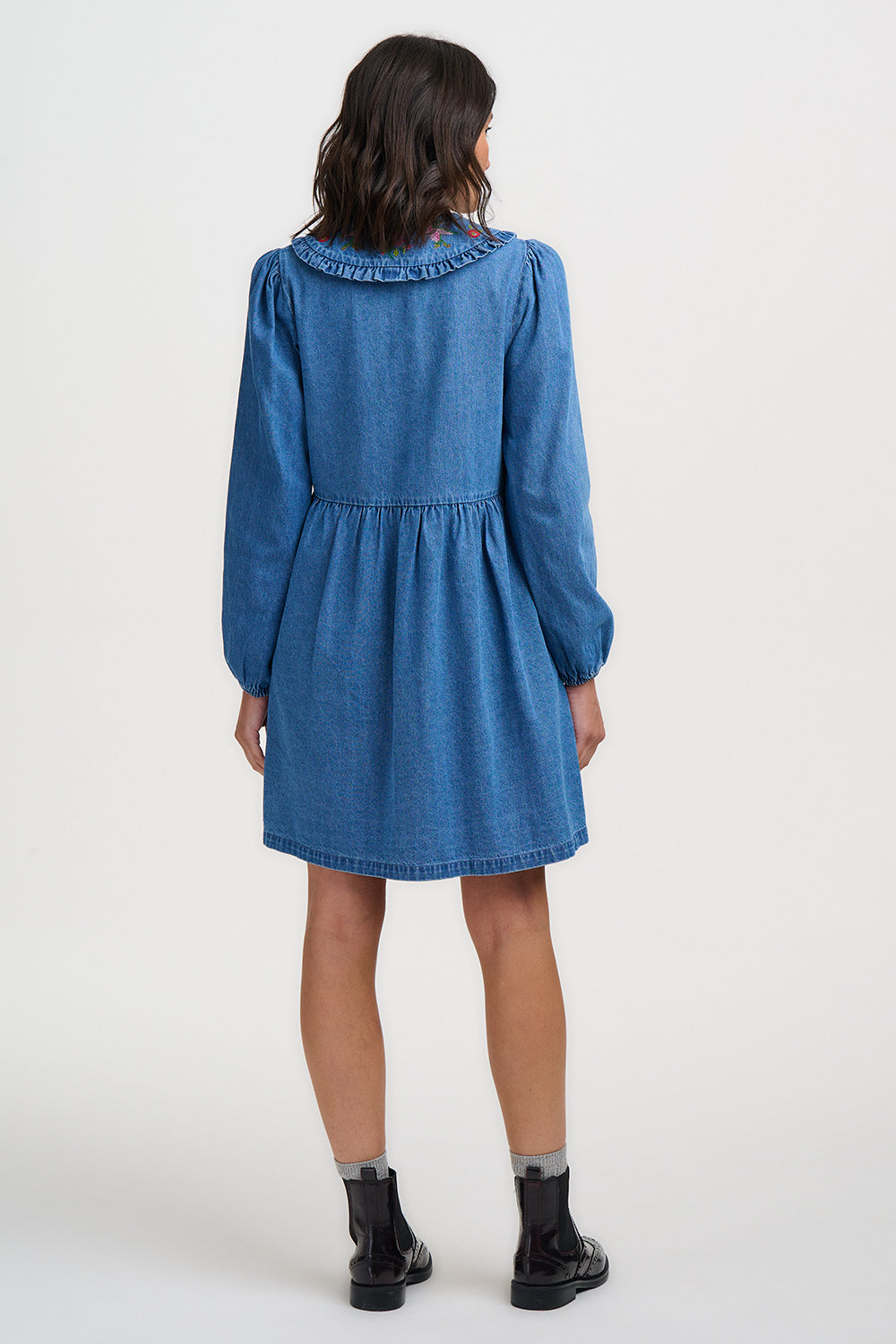 Dhalia Mini Smock Dress (Mid Blue)