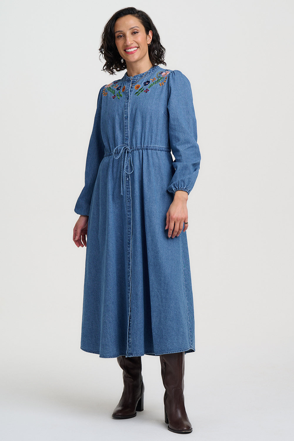 Ivana Midi Shirt Dress (Mid Blue)