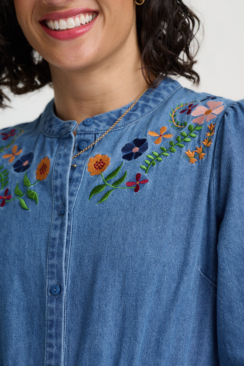 Ivana Midi Shirt Dress (Mid Blue)