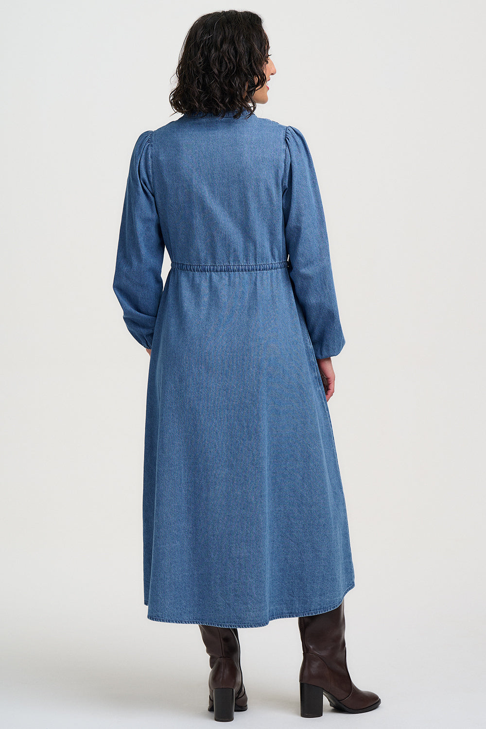 Ivana Midi Shirt Dress (Mid Blue)