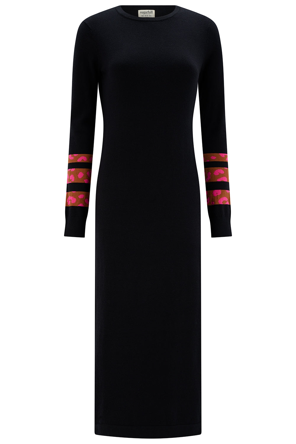 Liselle Midi Knit Dress (Black/Leopard)