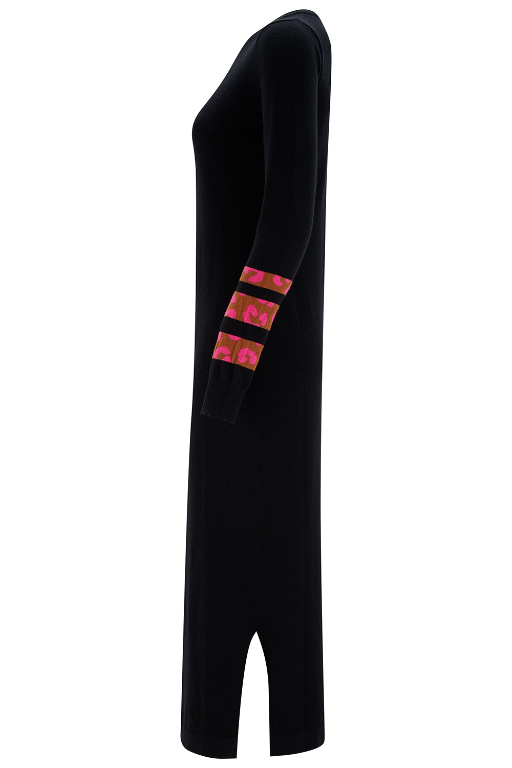 Liselle Midi Knit Dress (Black/Leopard)