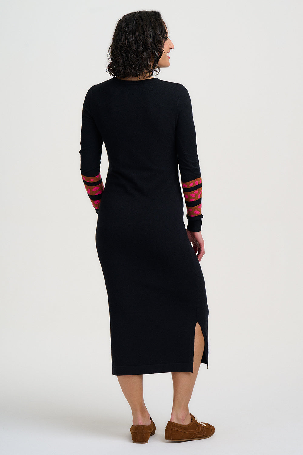 Liselle Midi Knit Dress (Black/Leopard)