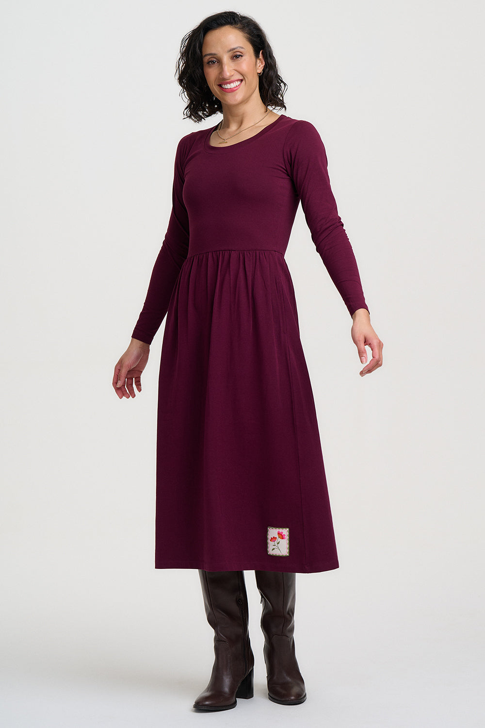 Abella Midi Dress (Wine)