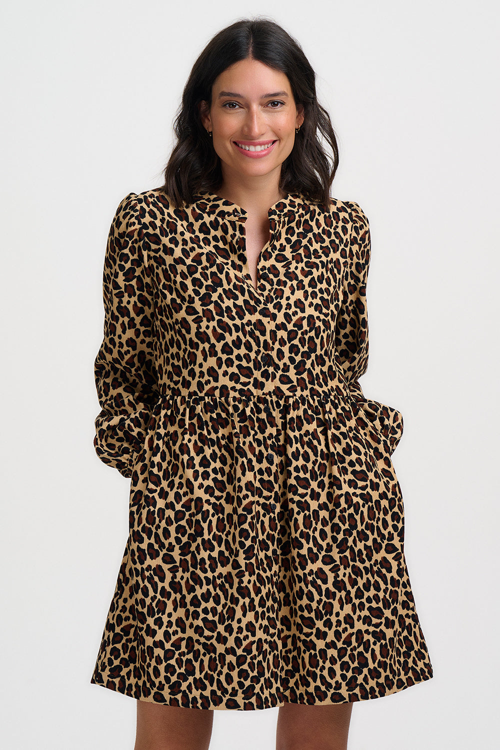 Brandy Mini Smock Dress (Leopard/Cord)