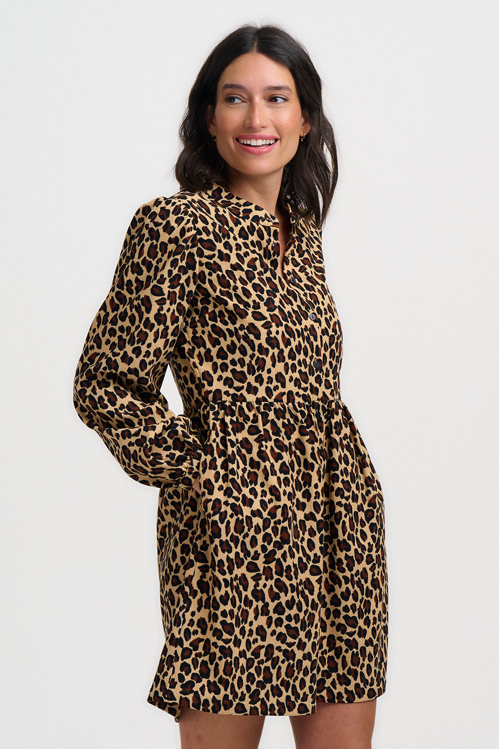 Brandy Mini Smock Dress (Leopard/Cord)