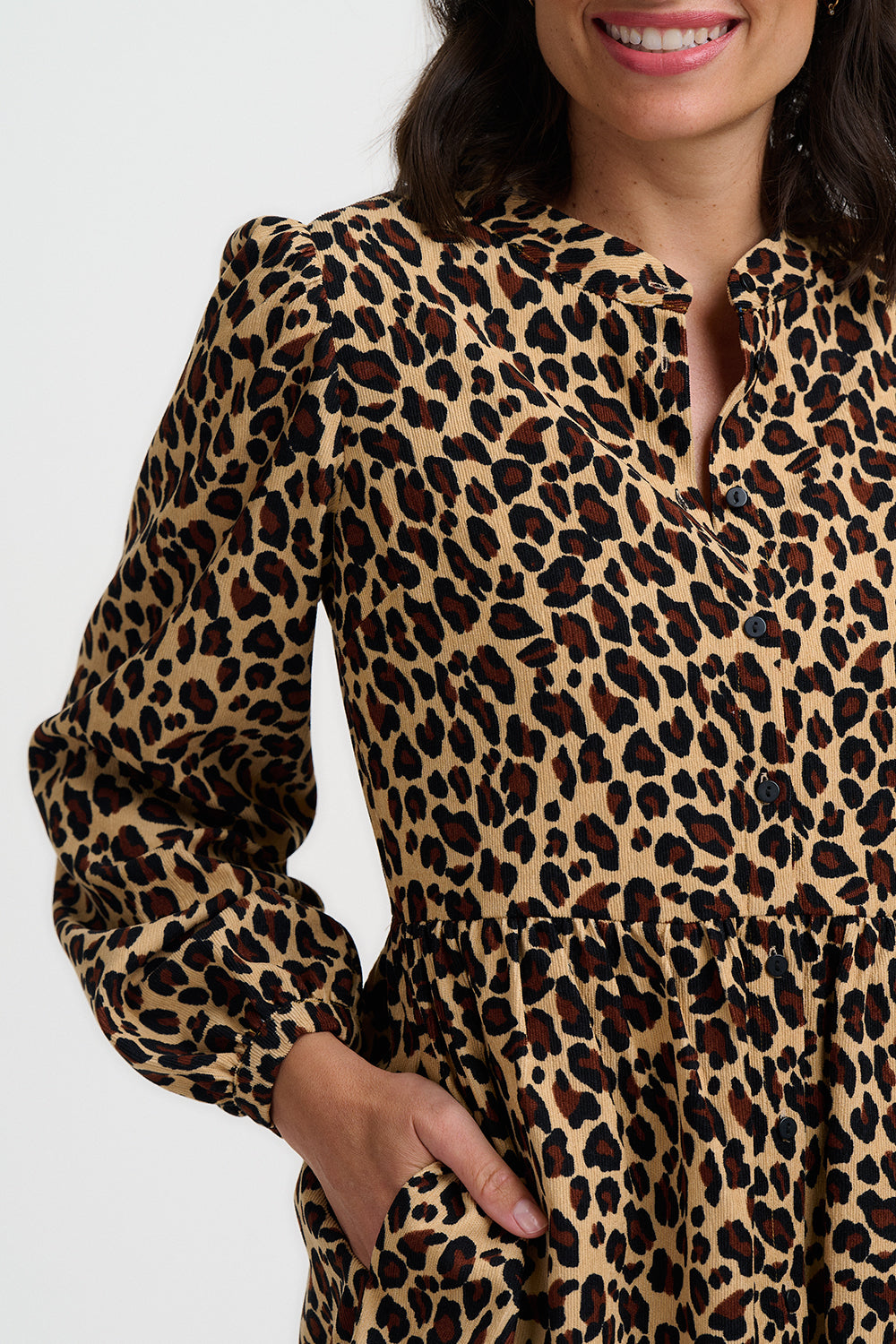Brandy Mini Smock Dress (Leopard/Cord)