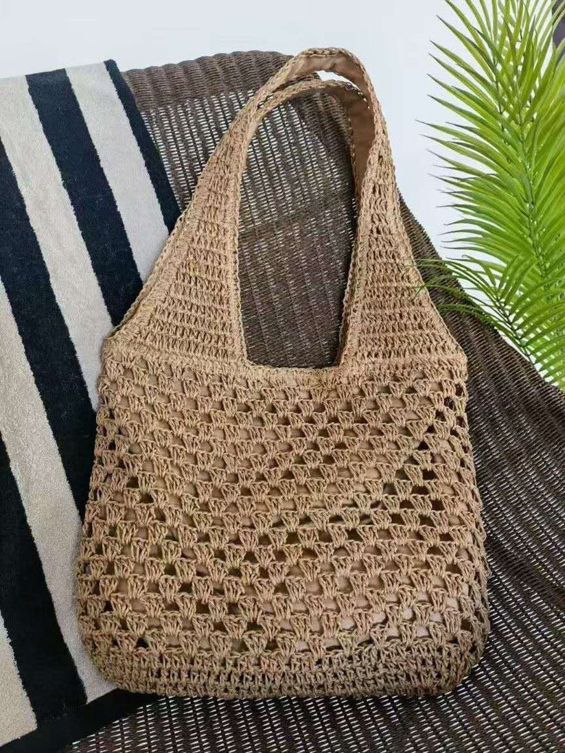 Jenna Straw Holdall Bag (Taupe)