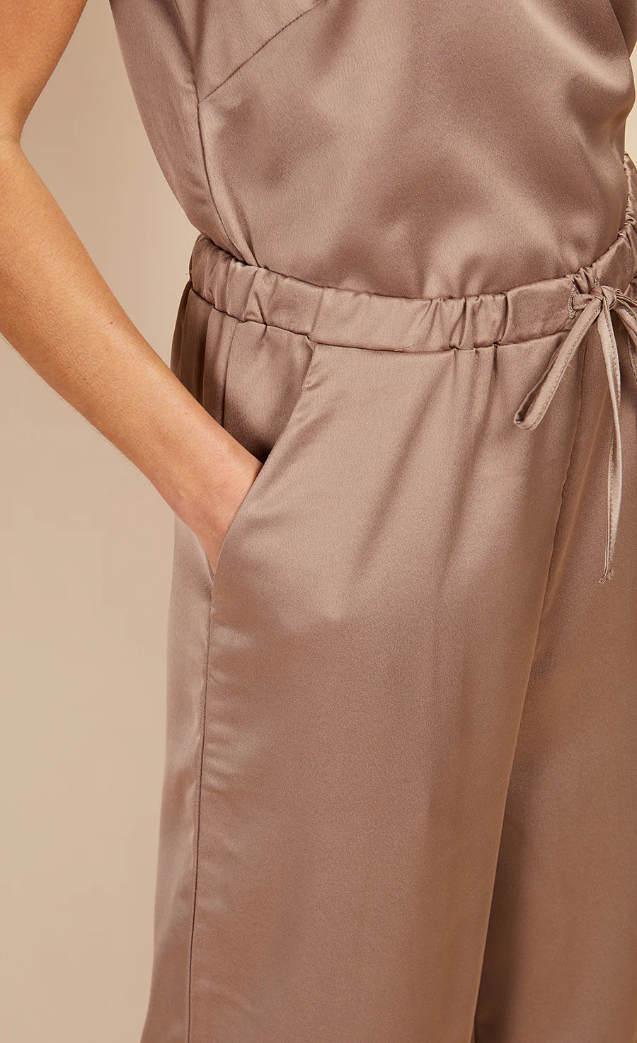 Stone Satin Trousers (Natural)