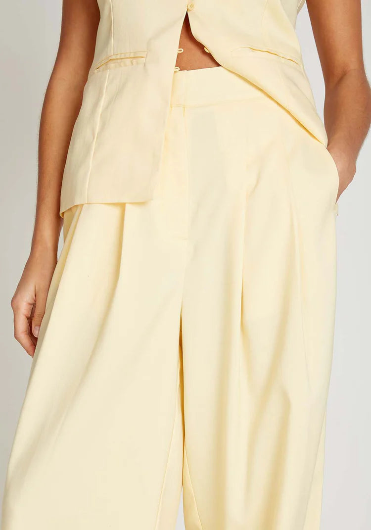 Brielle Wide Leg Trousers (Butter Yellow)