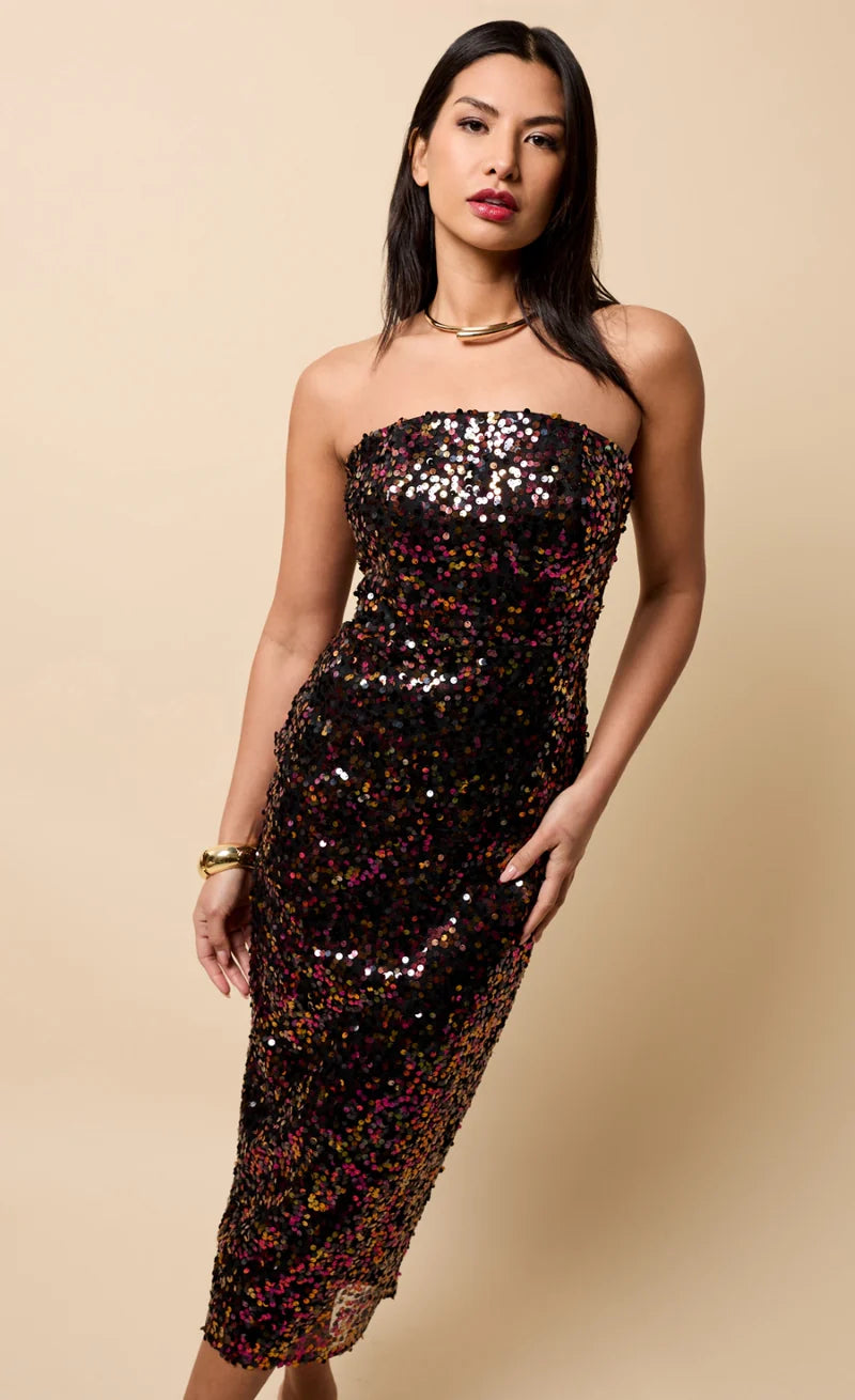 Meliora Bandeau Midaxi Dress (Multi Sequin)