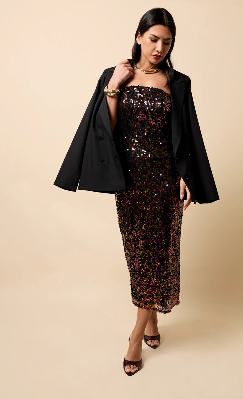 Meliora Bandeau Midaxi Dress (Multi Sequin)