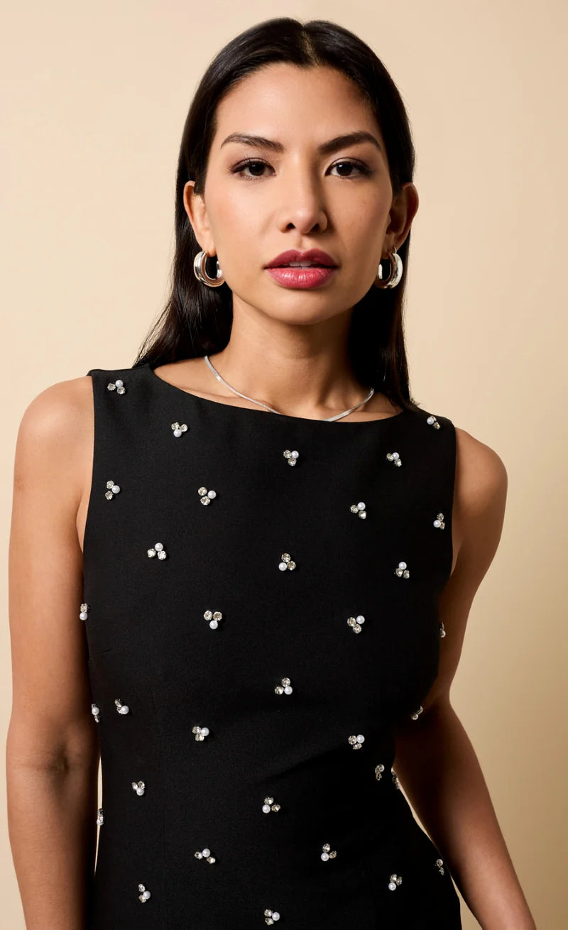 Carina Embellished Mini Dress (Black)